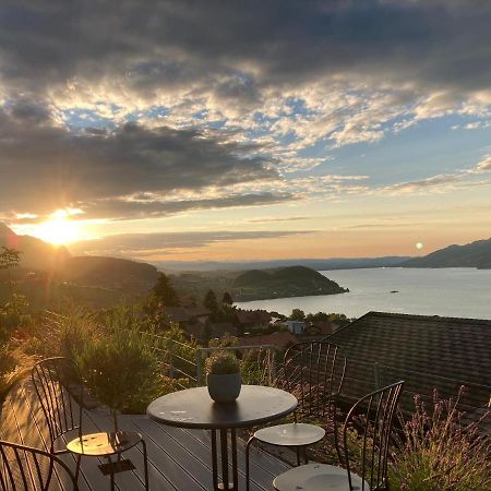 Moderne Unterkunft mit Panoramablick auf Thunersee Krattigen Exterior foto