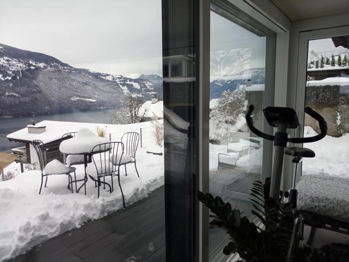 Moderne Unterkunft mit Panoramablick auf Thunersee Krattigen Exterior foto