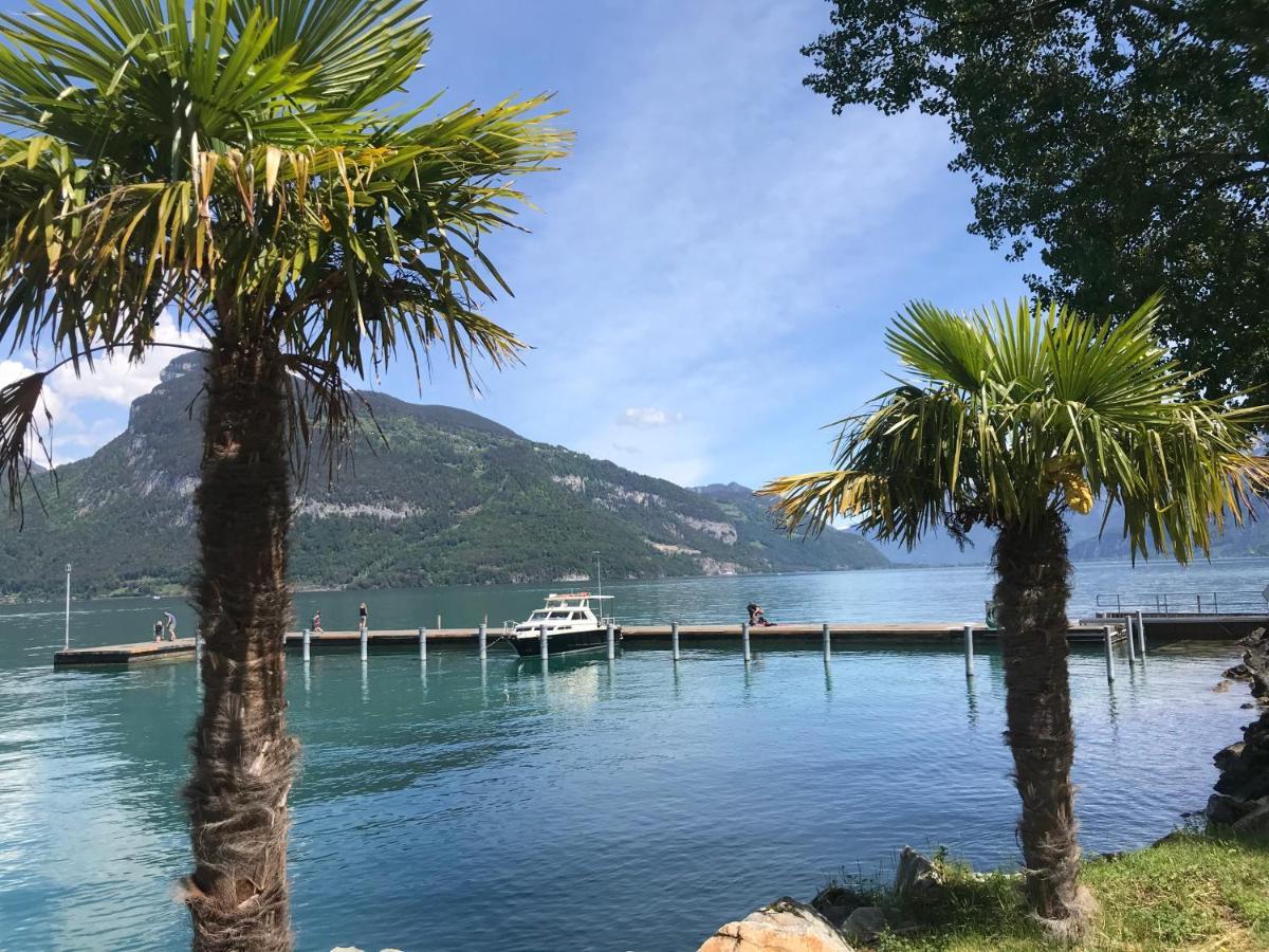 Moderne Unterkunft mit Panoramablick auf Thunersee Krattigen Exterior foto